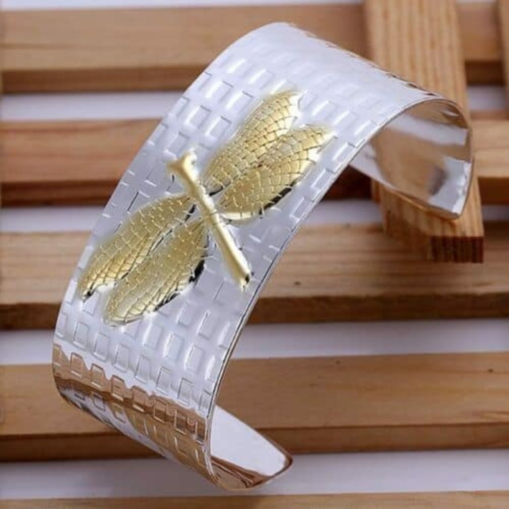 Dragon fly cuff bracelet made in Silver,  Rhodiu,,